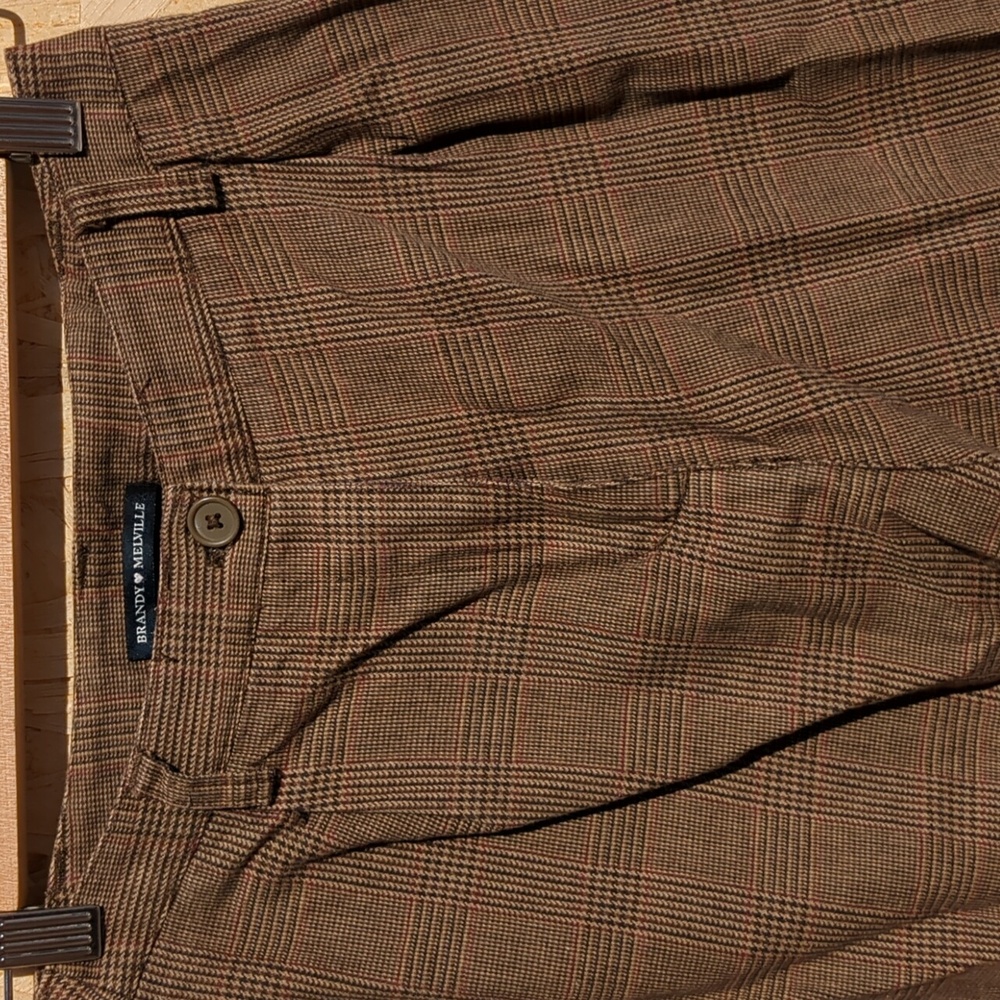 -BRANDY MELVILLE- Plaid Pants Brown And Red
